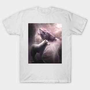 Lightning Wolf Howling At The Moon T-Shirt